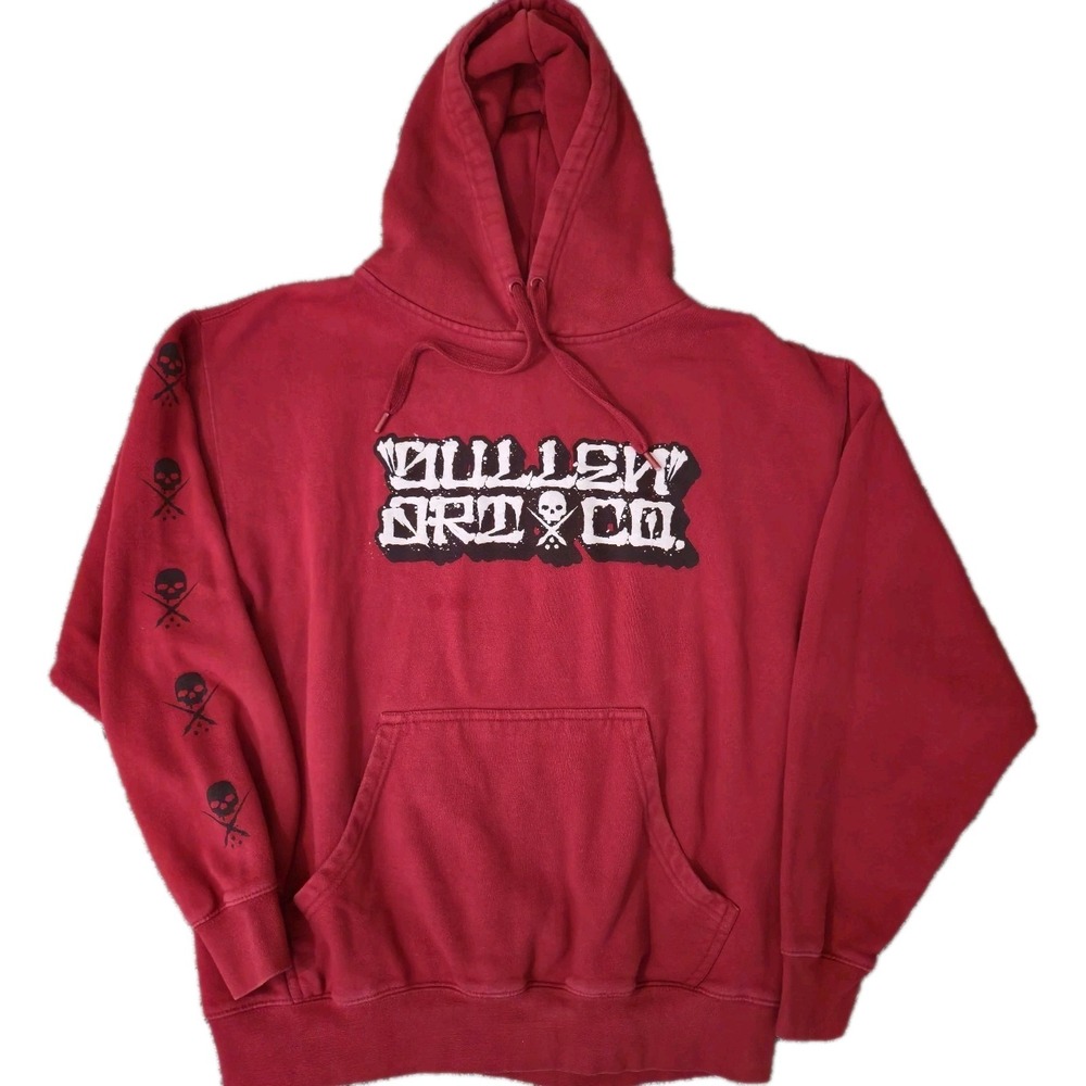 Sullen Art Collective Skull Y2K Red Hoodie Size Large 2000s Collective